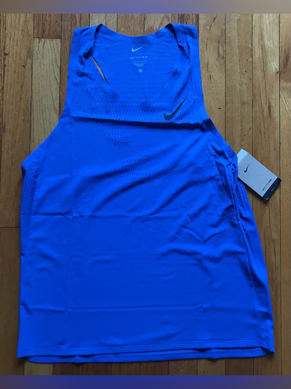 Size Large Mens Nike Aeroswift Dri-FIT ADV Running Singlet Top Blue FN4231-411